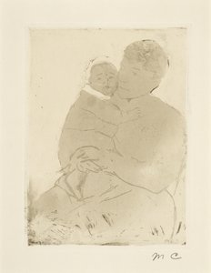 ナースとベイビービル（No. 1）、c.1889-90（柔らかい紙のエッチングと織り紙のアクアチント） 作： Mary Cassatt